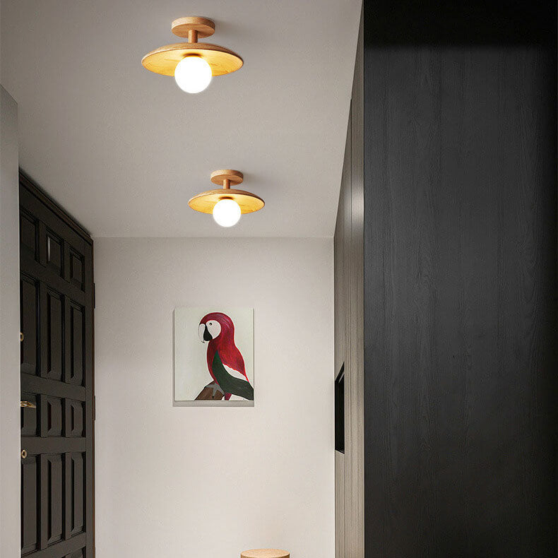 Paxley Wooden Dome 1-Light Semi-Recessed Ceiling Light