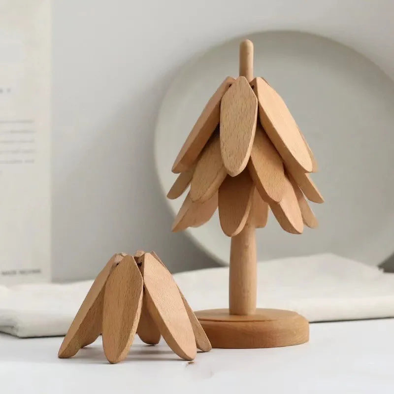 Paxley Wood Tree Folding Coaster Set