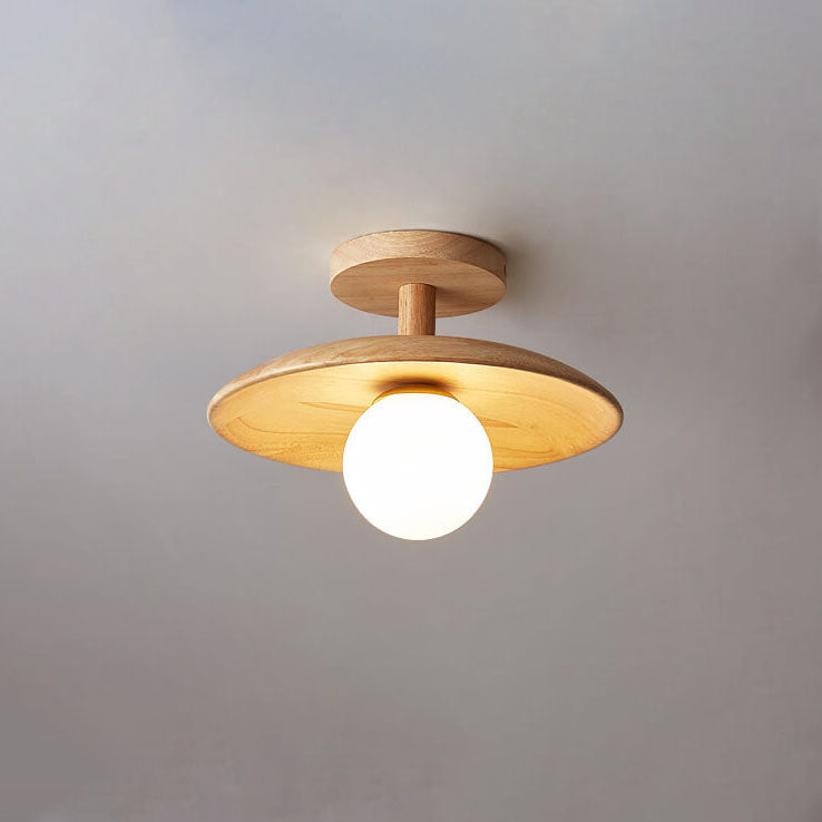 Paxley Wooden Dome 1-Light Semi-Recessed Ceiling Light