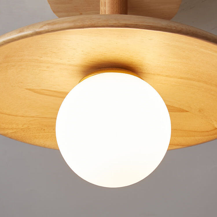 Paxley Wooden Dome 1-Light Semi-Recessed Ceiling Light