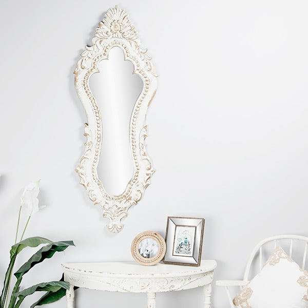 *GIANT* 50" HIGH Ornate Carved Wooden Mirror