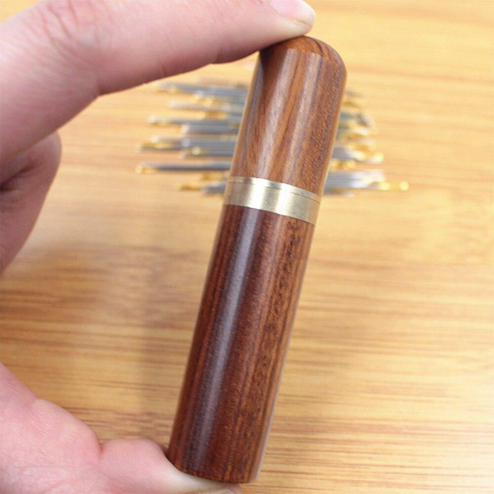 Paxley Sewing Needles Holder Storage Tube Wooden Box Hand Sewing Needles Case Leather Knitting Embroidery Repair Needles Container (Random)