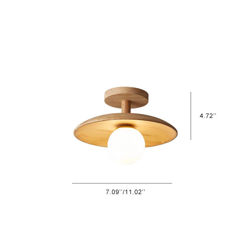 Paxley Wooden Dome 1-Light Semi-Recessed Ceiling Light