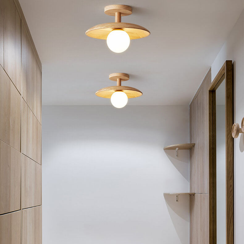 Paxley Wooden Dome 1-Light Semi-Recessed Ceiling Light