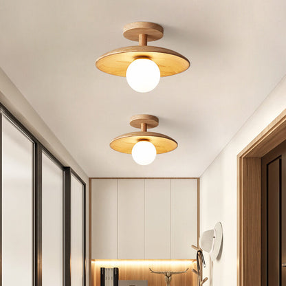 Paxley | Ceiling Light | Semi Flush Mount | Glass and Wood 7.09'' 110V-120V For US CA White light (5000K)