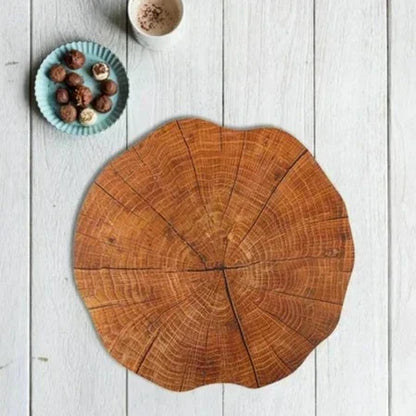 Paxley 4-piece Set Tree Ring Table Mats | Natural Wood Look | Heat Resistant & Non-Slip