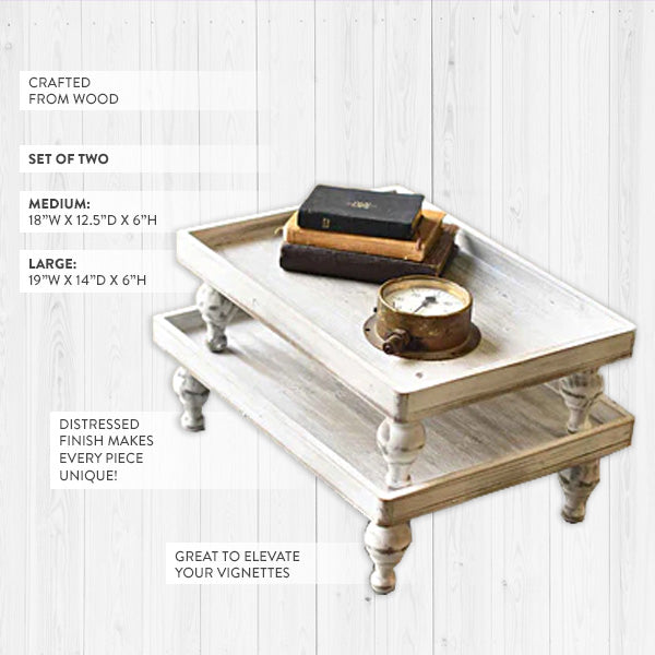 Paxley Wooden Footed Riser Trays, Set of 2