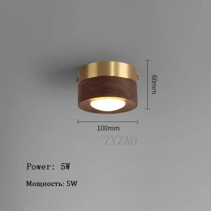Paxley - Walnut Ceiling Lamp with LED Spotlight