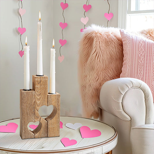 Paxley Wood Heart Triple Candle Holder