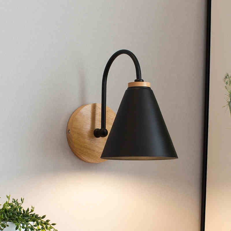 Paxley | Wall Light | Nordic Down Shade | Wooden Fixture Black