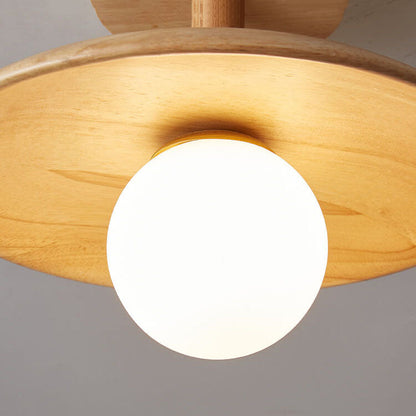 Paxley Wooden Dome 1-Light Semi-Recessed Ceiling Light