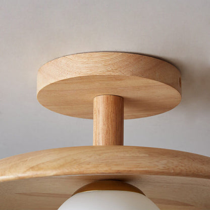 Paxley Wooden Dome 1-Light Semi-Recessed Ceiling Light