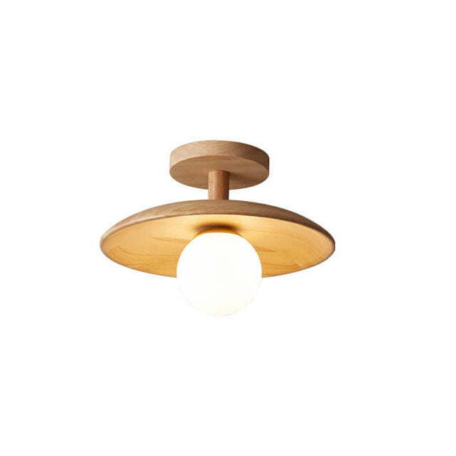 Paxley | Ceiling Light | Semi Flush Mount | Glass and Wood 7.09'' 110V-120V For US CA Warm Light (3000K)