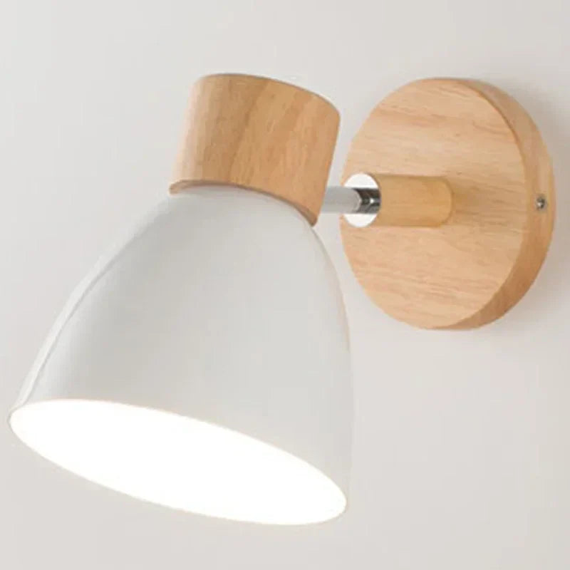 Paxley Wood Wall Lamp with Switch – Modern Wall Lamp for Bedroom, Living Room and Home Lighting, 6-color adjustable Head