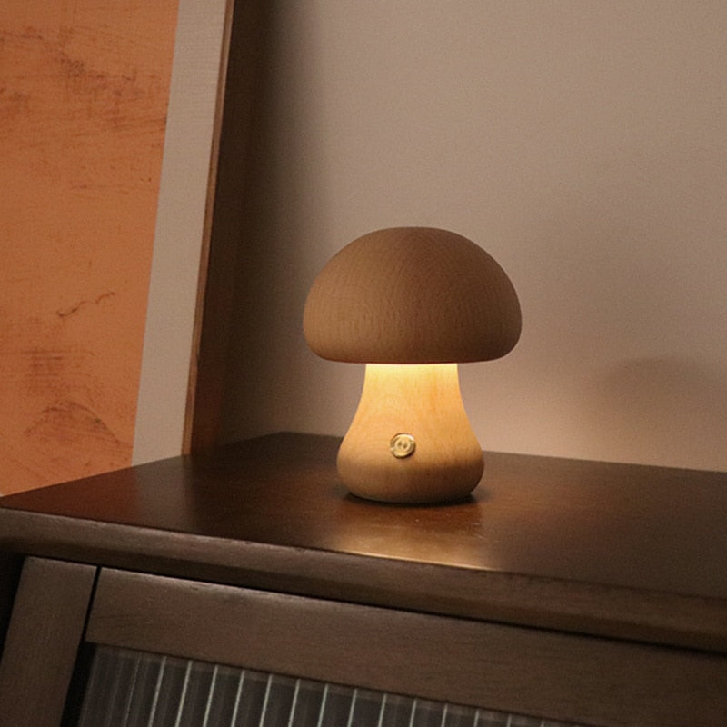 Paxley | Wooden Table Lamp | LED Light | Mushroom Shape C Buche