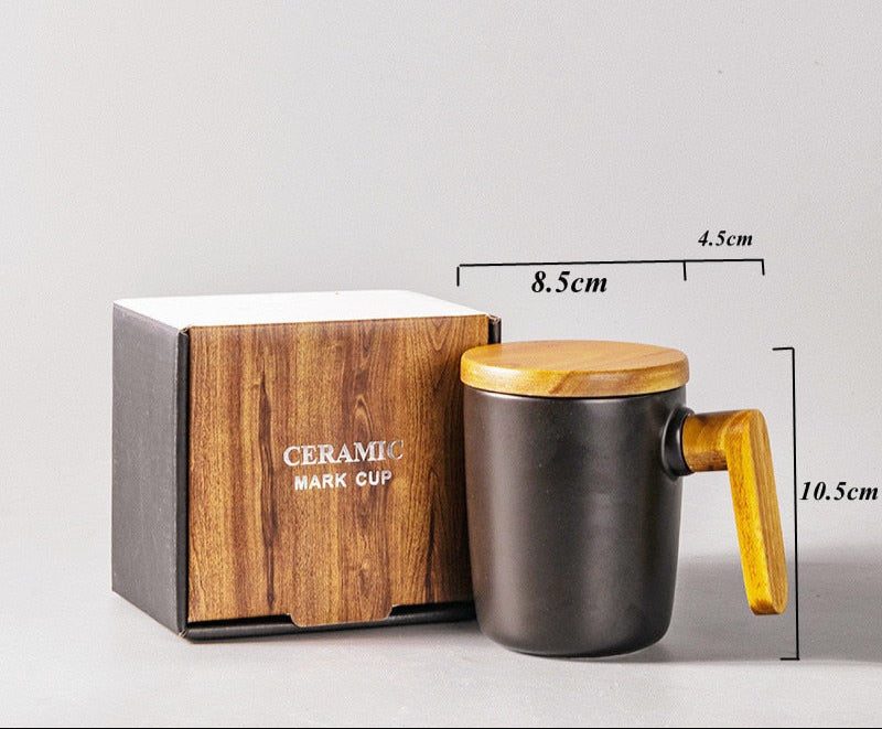 Gift package, wooden handle with lid, coffee mug for lovers, coffee mugs, ceramic coffee mug, cup set, wooden coffee mug