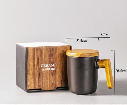Gift package, wooden handle with lid, coffee mug for lovers, coffee mugs, ceramic coffee mug, cup set, wooden coffee mug