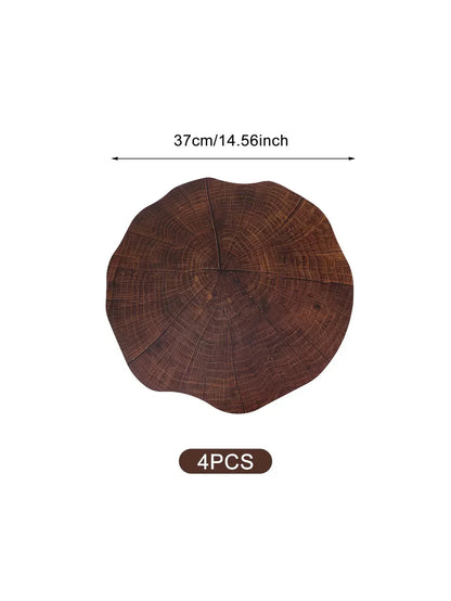 Paxley 4-piece Set Tree Ring Table Mats | Natural Wood Look | Heat Resistant & Non-Slip
