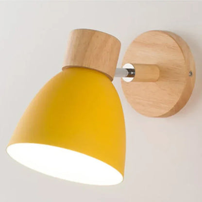 Paxley Wood Wall Lamp with Switch – Modern Wall Lamp for Bedroom, Living Room and Home Lighting, 6-color adjustable Head