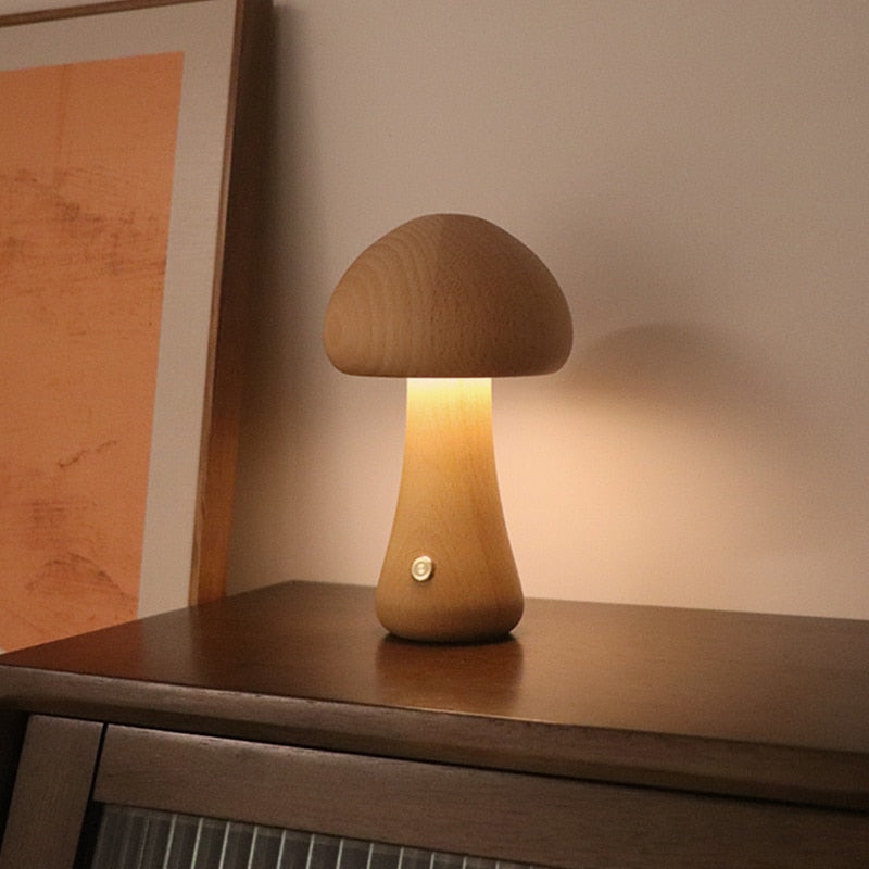 Paxley | Wooden Table Lamp | LED Light | Mushroom Shape A Buche