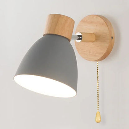 Paxley Wood Wall Lamp with Switch – Modern Wall Lamp for Bedroom, Living Room and Home Lighting, 6-color adjustable Head
