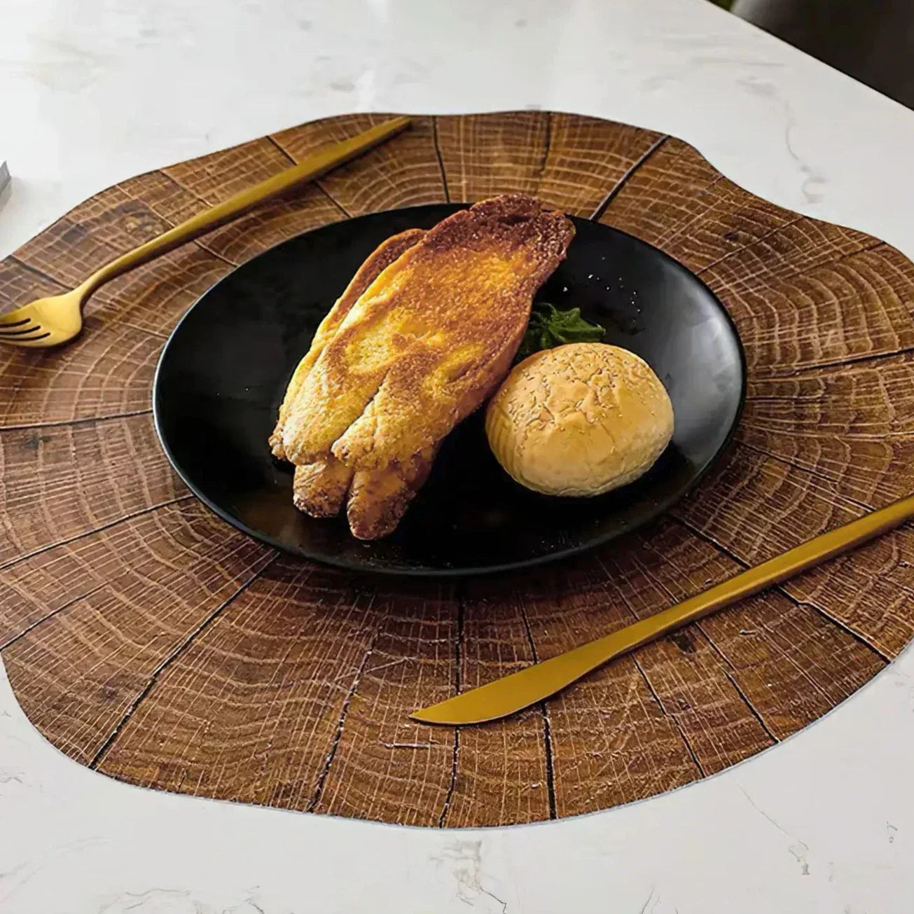 Paxley 4-piece Set Tree Ring Table Mats | Natural Wood Look | Heat Resistant & Non-Slip