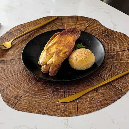 Paxley 4-piece Set Tree Ring Table Mats | Natural Wood Look | Heat Resistant & Non-Slip