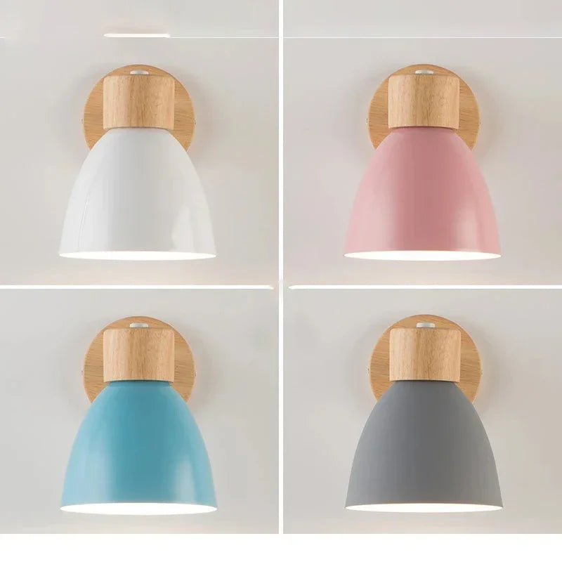 Paxley Wood Wall Lamp with Switch – Modern Wall Lamp for Bedroom, Living Room and Home Lighting, 6-color adjustable Head