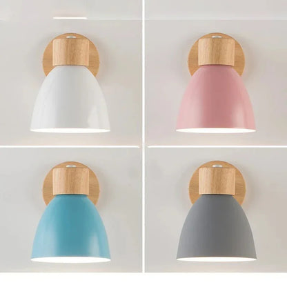 Paxley Wood Wall Lamp with Switch – Modern Wall Lamp for Bedroom, Living Room and Home Lighting, 6-color adjustable Head