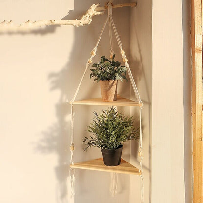 Paxley | Wooden Wall Shelves | Natural Wood | Display Storage Double layer