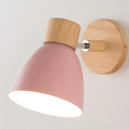 Paxley Wood Wall Lamp with Switch – Modern Wall Lamp for Bedroom, Living Room and Home Lighting, 6-color adjustable Head
