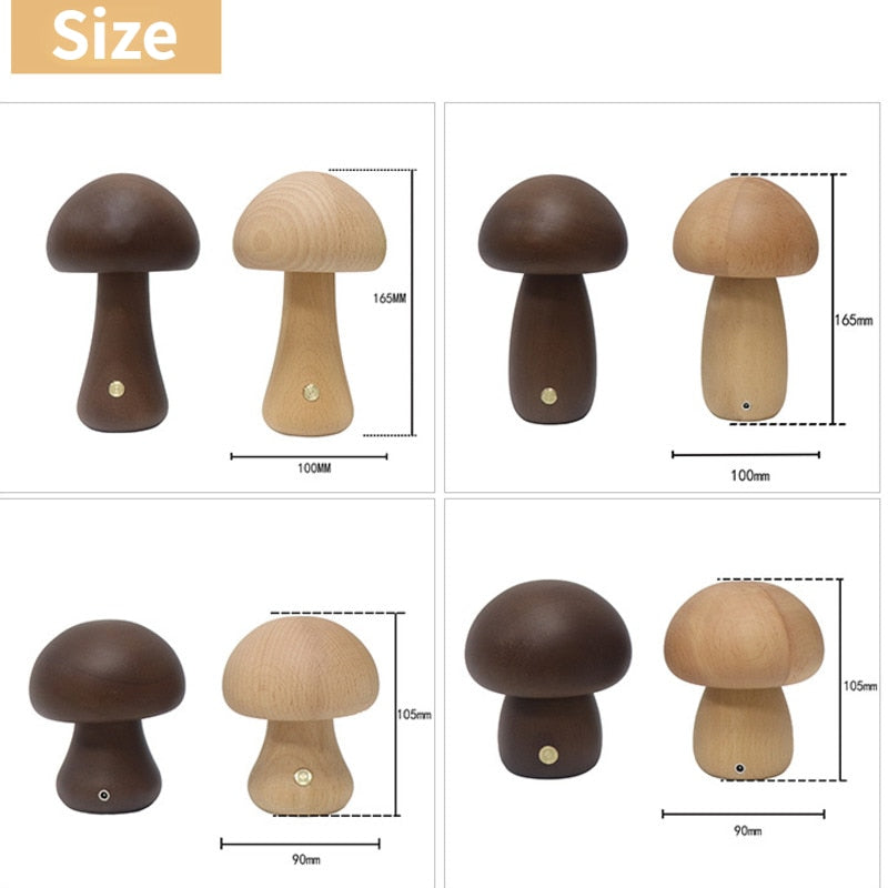 Paxley | Wooden Table Lamp | LED Light | Mushroom Shape