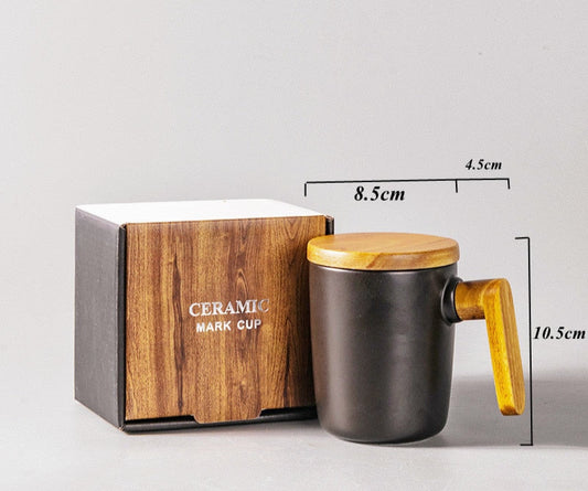 Gift package, wooden handle with lid, coffee mug for lovers, coffee mugs, ceramic coffee mug, cup set, wooden coffee mug