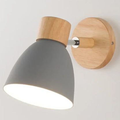 Paxley Wood Wall Lamp with Switch – Modern Wall Lamp for Bedroom, Living Room and Home Lighting, 6-color adjustable Head