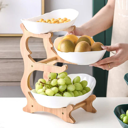 Paxley Layered Wood Fruit Bowl