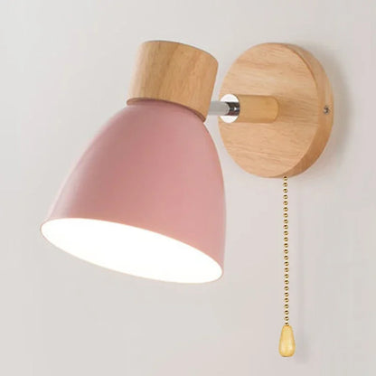 Paxley Wood Wall Lamp with Switch – Modern Wall Lamp for Bedroom, Living Room and Home Lighting, 6-color adjustable Head