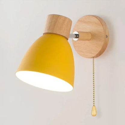 Paxley Wood Wall Lamp with Switch – Modern Wall Lamp for Bedroom, Living Room and Home Lighting, 6-color adjustable Head
