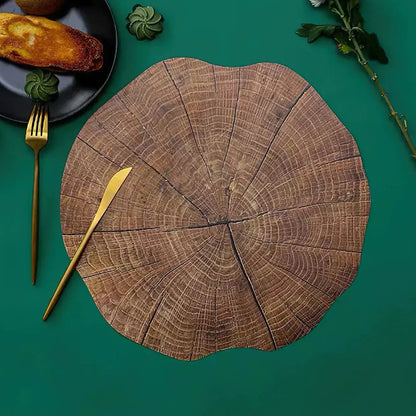 Paxley 4-piece Set Tree Ring Table Mats | Natural Wood Look | Heat Resistant & Non-Slip