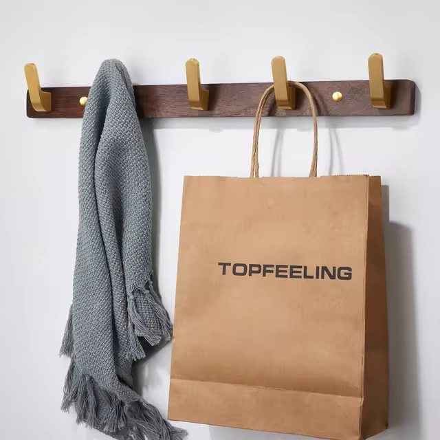 Paxley | Wall Hook Rack | Wooden Base | Five Metal Hooks Nothing