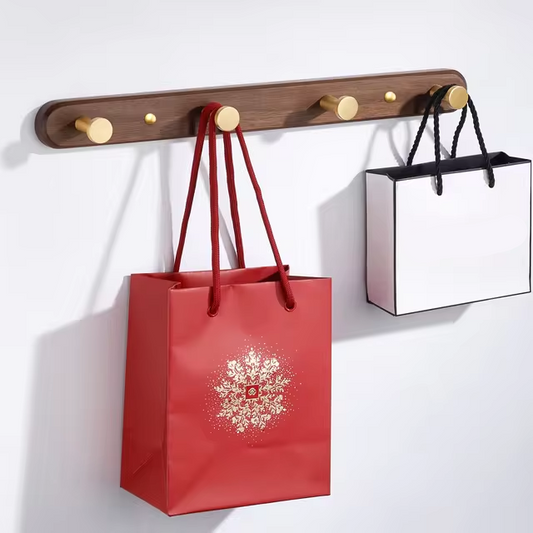 Paxley | Wall Hook Rack | Wooden Base | Five Metal Hooks A