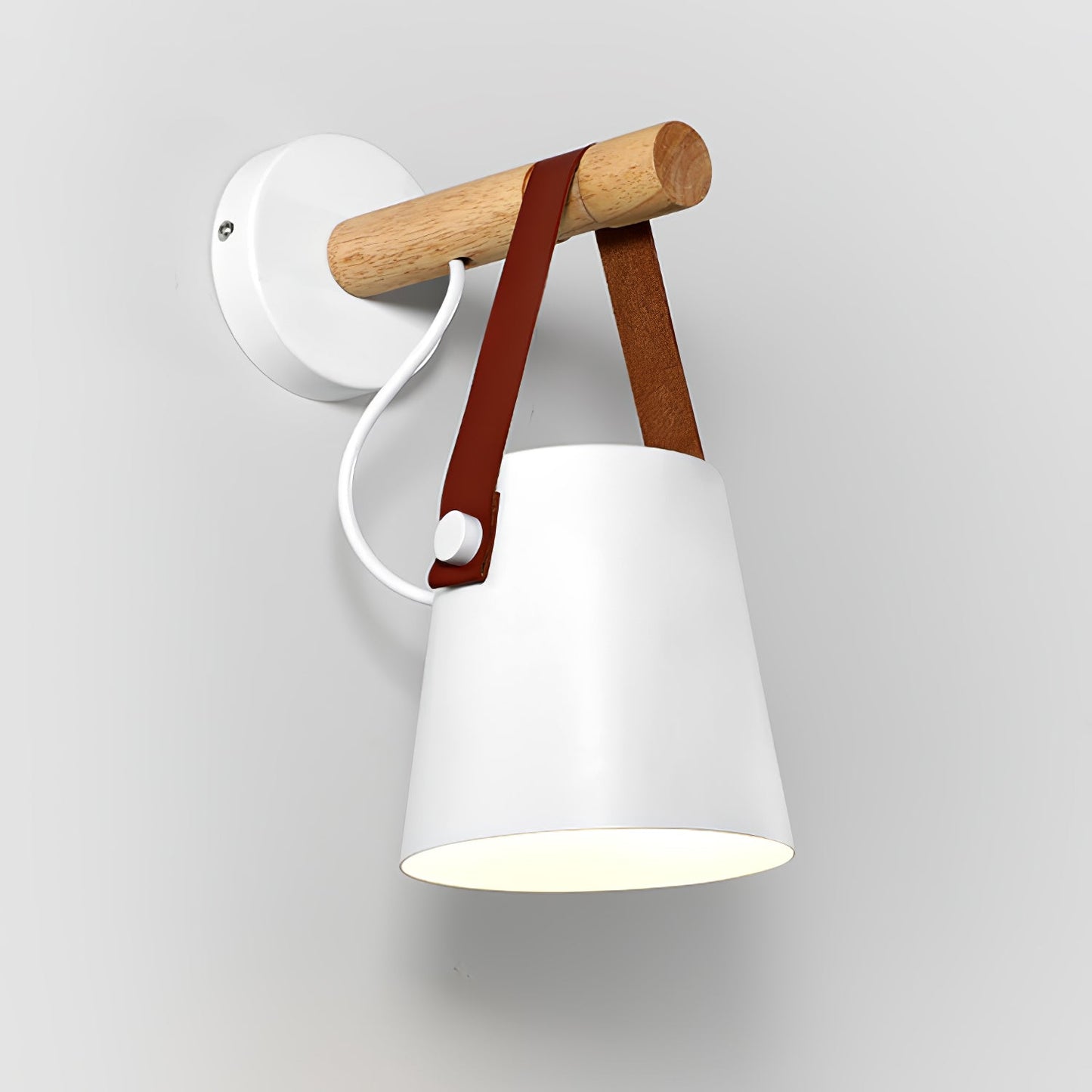 Paxley | Wall Lamp | Conical Wooden Shade | Indoor Lighting Dia 13cm x H 22cm White