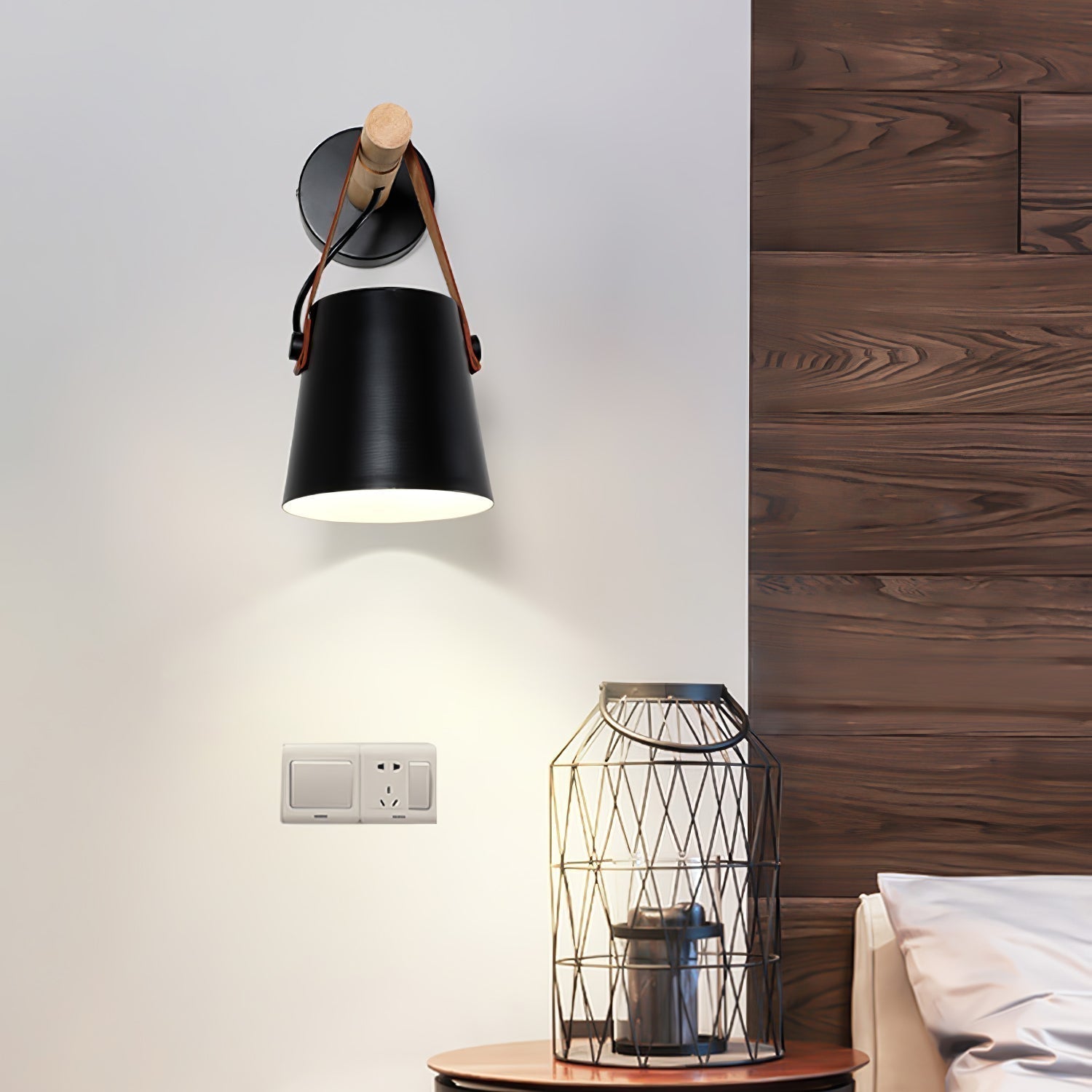 Paxley | Wall Lamp | Conical Wooden Shade | Indoor Lighting