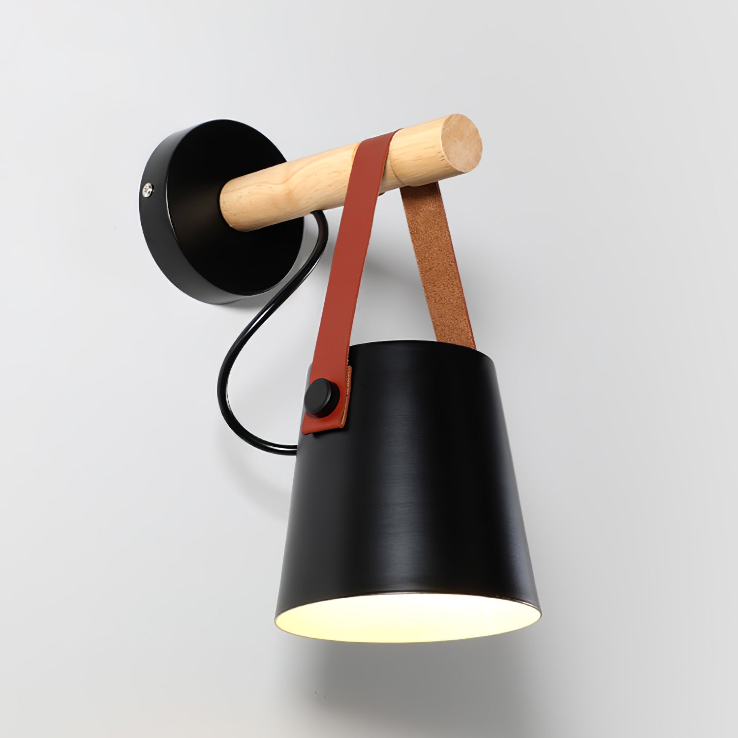 Paxley | Wall Lamp | Conical Wooden Shade | Indoor Lighting Dia 13cm x H 22cm Black