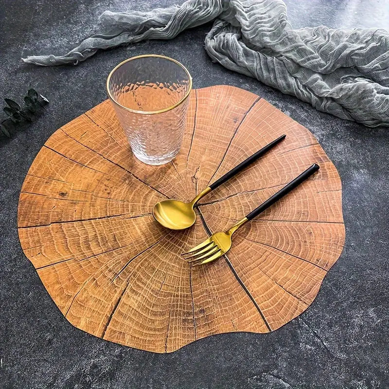 Paxley 4-piece Set Tree Ring Table Mats | Natural Wood Look | Heat Resistant & Non-Slip