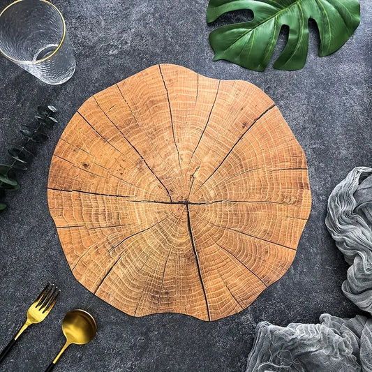 Paxley 4-piece Set Tree Ring Table Mats | Natural Wood Look | Heat Resistant & Non-Slip