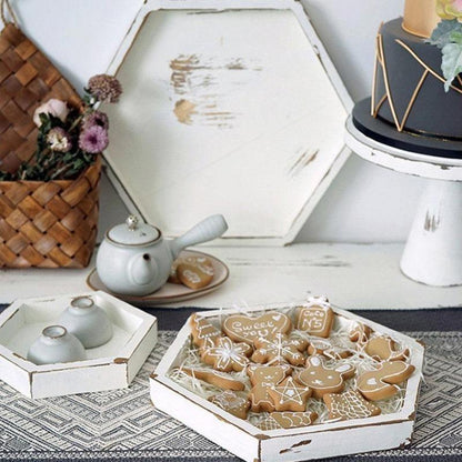 Paxley Wooden Tray Set | Rustic Design | Versatile Use | Decoration and Serving