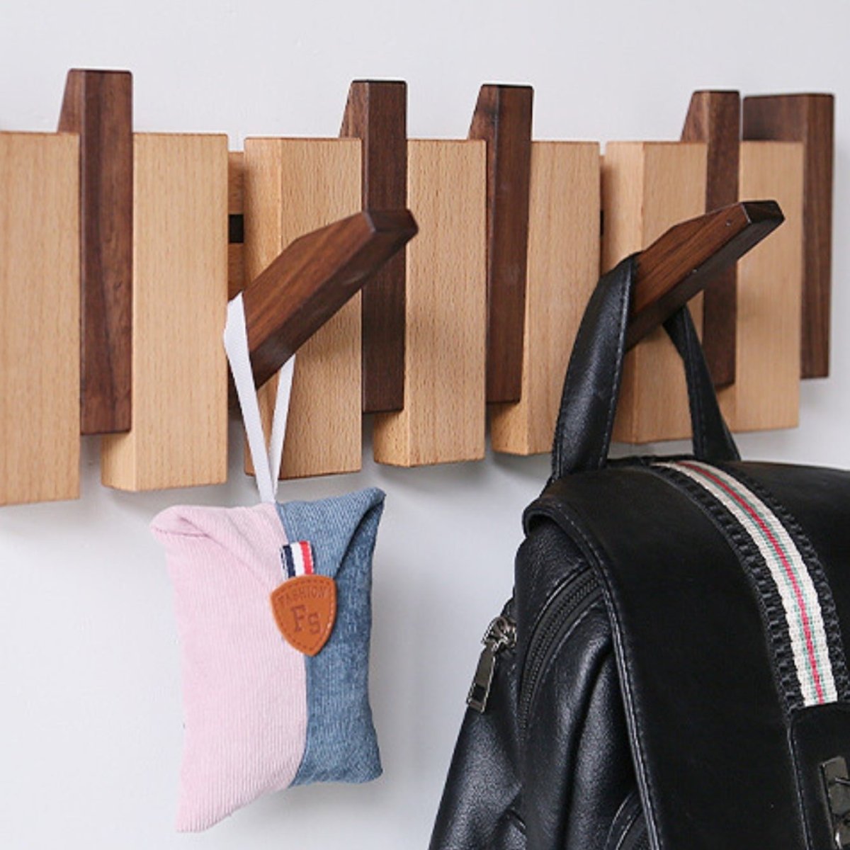 Paxley | Piano Coat Rack | Wall Mounted | Wooden Storage Walnut and beech trees