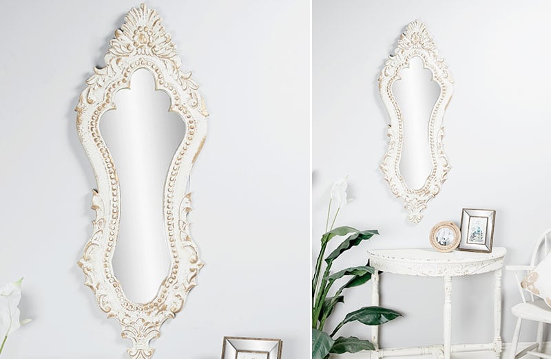*GIANT* 50" HIGH Ornate Carved Wooden Mirror