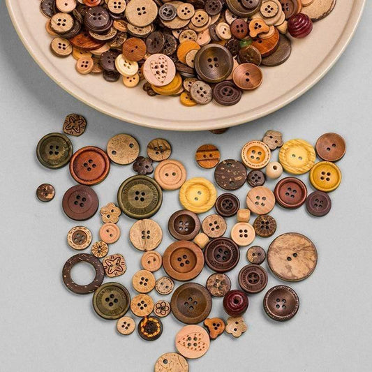 Paxley Pieces Mixed Random Flat Back Wooden Buttons Crafting For Scrapbooking Sewing Projects Decor Wooden Button DIY Clothing Sewing Accessories (Paxley Pieces Randomly Mixed)
