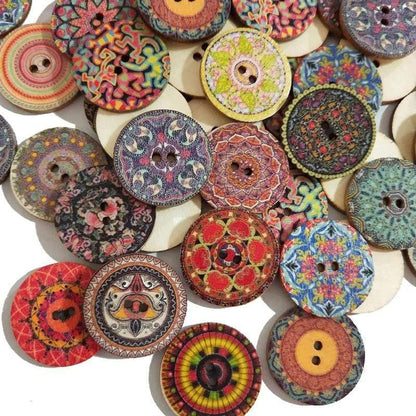 Paxley-25mm 50 pieces retro wooden buttons 2 holes for handicraft sewing scrapbooking clothing button DIY craft accessories gift cards decor